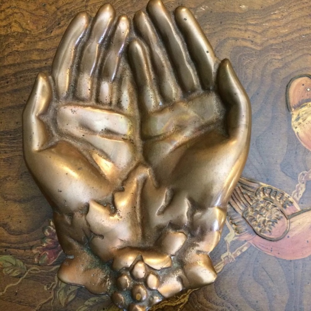 Vintange Bronze Open Palm Dish